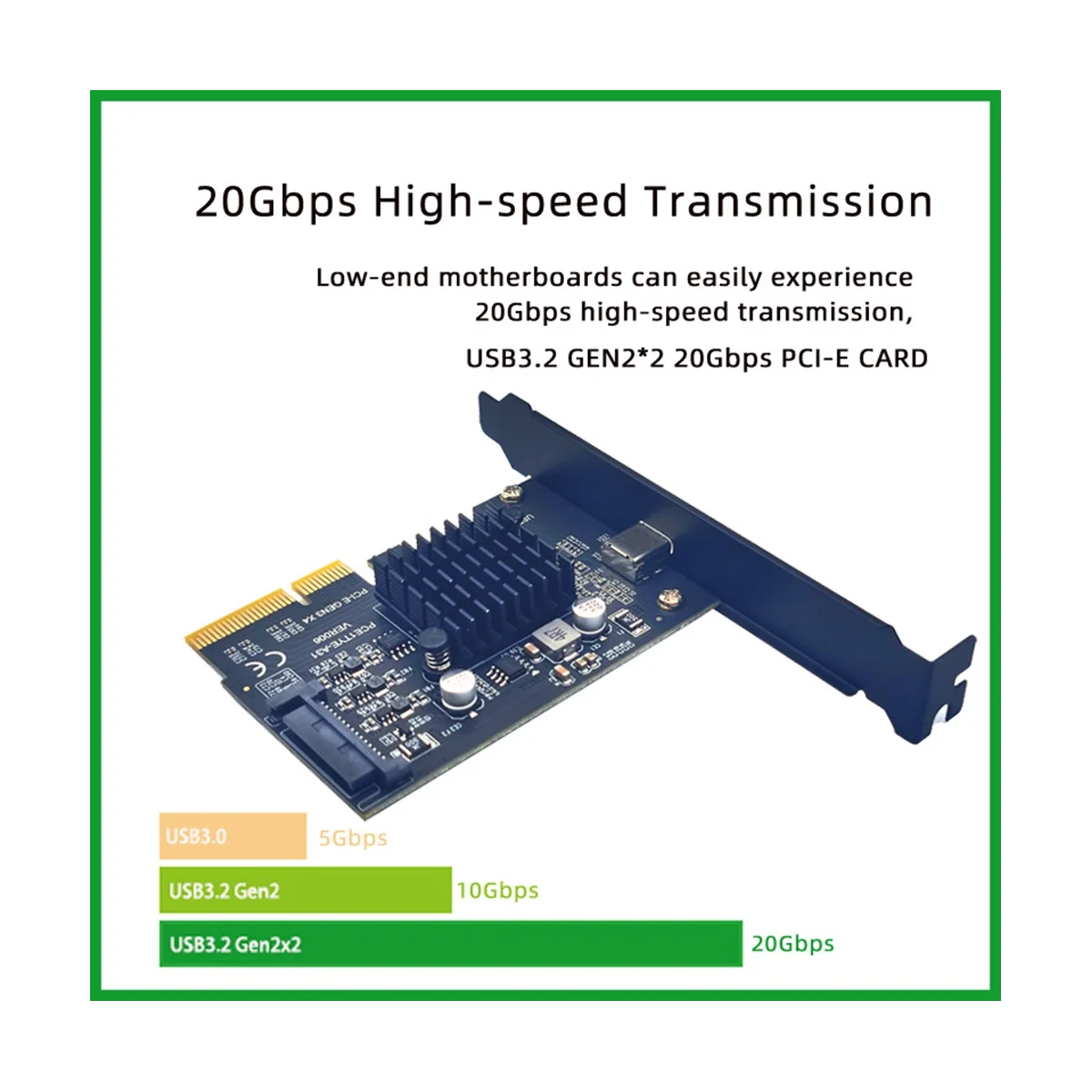 PCIe to Type-C PCI Express PCI-E 4X to USB3.2 GEN2X2 20Gbps TYPE-C Expansion Card ASM3242 Adapter
PCIe to Type-C PCI Express PCI-E 4X to USB3.2 GEN2X2 20Gbps TYPE-C Expansion Card ASM3242 Adapter