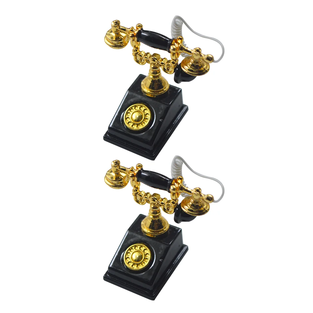 2 Pcs House Telephone Mini Ornament Desk Miniature Decor Dolls Model Simulation Zinc Alloy Child Decorations
2 Pcs House Telephone Mini Ornament Desk Miniature Decor Dolls Model Simulation Zinc Alloy Child Decorations