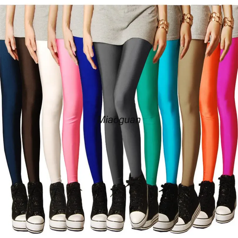 

2023 New Spring Autume Solid Candy Neon Leggings for Women's High Stretched Female Sexy Legging Pants Girl Clothing Leggins Lady