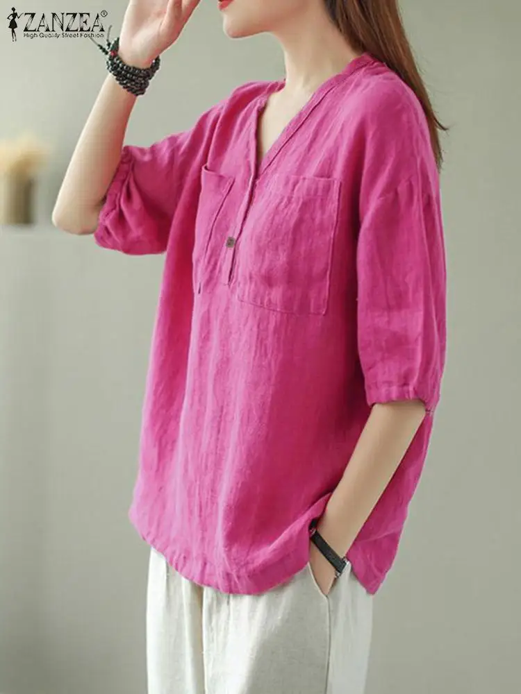 2023 ZANZEA Fashion 3/4 Sleeve Blouse Women Summer V Neck Solid Shirt Work Tunic Tops Female Casual Streetwear Blusas Chemise
2023 ZANZEA Fashion 3/4 Sleeve Blouse Women Summer V Neck Solid Shirt Work Tunic Tops Female Casual Streetwear Blusas Chemise