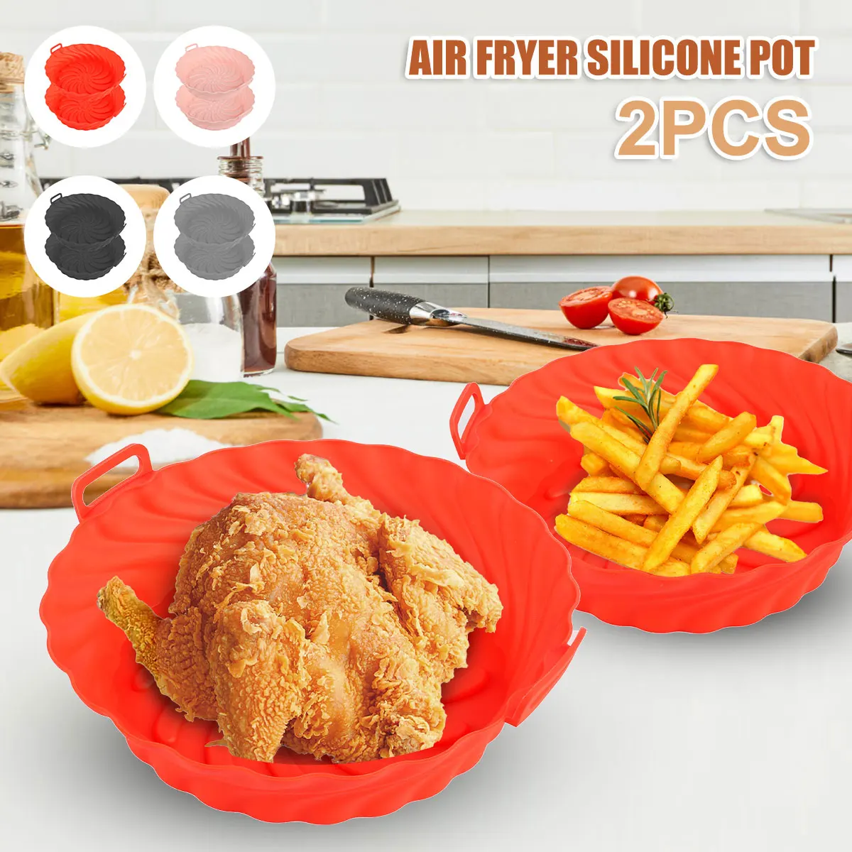 2Pcs Air Fryer Silicone Pot with Handle Reusable Air Fryer Liner Heat Resistant Air Fryer Silicone Basket Round Baking Pan Air
2Pcs Air Fryer Silicone Pot with Handle Reusable Air Fryer Liner Heat Resistant Air Fryer Silicone Basket Round Baking Pan Air