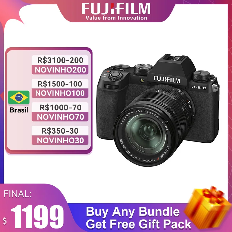 FUJIFILM X-S10 рамка беззеркальная камера профессиональный Автофокус 4K Поддержка видеосъемки медленное движение фотография (новинка)
FUJIFILM X-S10 рамка беззеркальная камера профессиональный Автофокус 4K Поддержка видеосъемки медленное движение фотография (новинка)