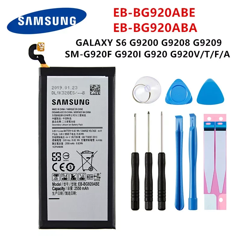 Orginal EB-BG920ABE EB-BG920ABA 2550mAh Battery For SAMSUNG Galaxy S6 G9200 G9208 G9209 G920F G920 G920V/T/F/A/I +Tools
Orginal EB-BG920ABE EB-BG920ABA 2550mAh Battery For SAMSUNG Galaxy S6 G9200 G9208 G9209 G920F G920 G920V/T/F/A/I +Tools