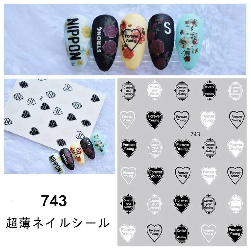 3D nail art sticker heart digital letters Geometric space black white colors DIY manicure accessories peel off nail decal YJ021
3D nail art sticker heart digital letters Geometric space black white colors DIY manicure accessories peel off nail decal YJ021