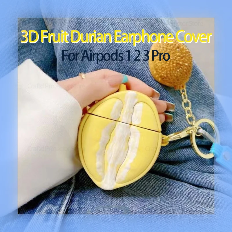 3D Fruit Durian Earphone Case for Airpods 1 2 Pro Funny Headphone Cases for Apple airpods 3 Keyring Chain Wireless Headset Cover
3D Fruit Durian Earphone Case for Airpods 1 2 Pro Funny Headphone Cases for Apple airpods 3 Keyring Chain Wireless Headset Cover