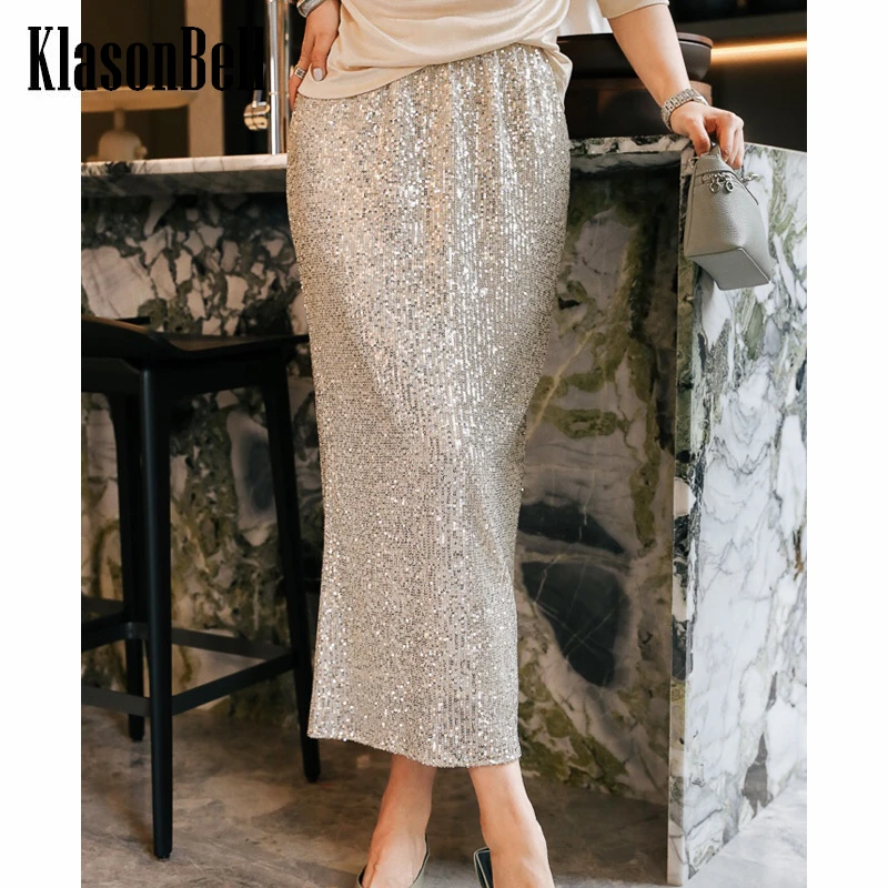 7.2 KlasonBell Temperament Bling Bling Sequins Back Split Midi Skirt Women
7.2 KlasonBell Temperament Bling Bling Sequins Back Split Midi Skirt Women