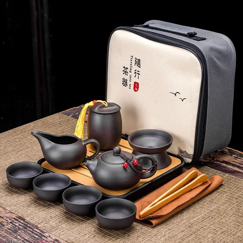 Chinese Kung Fu Tea Set Sand Ceramic Teapot Set Travel Kong Fu Tea Kit Gift Porcelain Purple Sand Pot Tea Set
Chinese Kung Fu Tea Set Sand Ceramic Teapot Set Travel Kong Fu Tea Kit Gift Porcelain Purple Sand Pot Tea Set