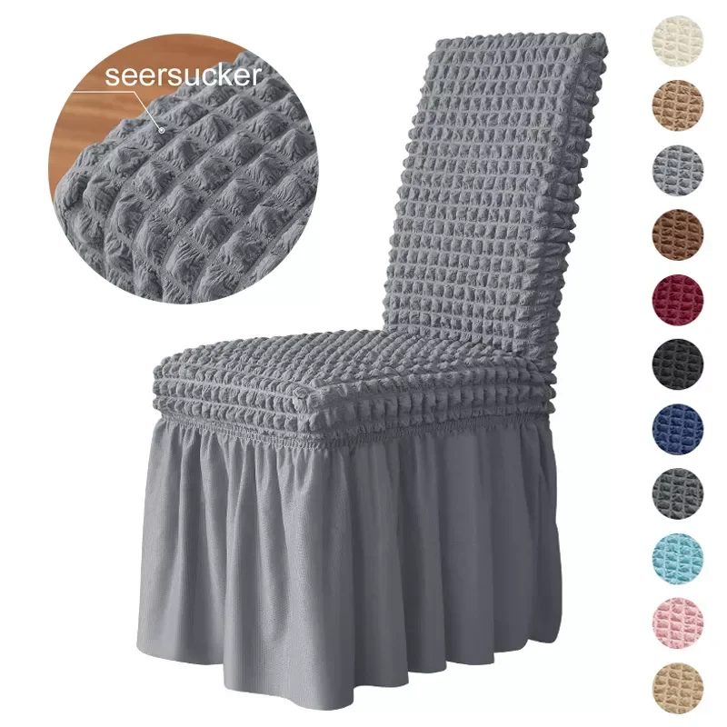 3D Seersucker Chair Cover Long Skirt Chair Covers for Dining Room Wedding Hotel Banquet Stretch Spandex New Home Decor High Back
3D Seersucker Chair Cover Long Skirt Chair Covers for Dining Room Wedding Hotel Banquet Stretch Spandex New Home Decor High Back