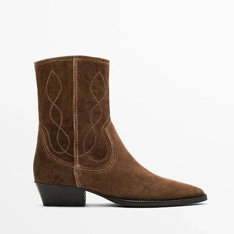 Замшевые женские ковбойские ботинки из воловьей кожи, женские ботильоны из натуральной кожи с острым носком, женские зимние ботинки челси
Замшевые женские ковбойские ботинки из воловьей кожи, женские ботильоны из натуральной кожи с острым носком, женские зимние ботинки челси