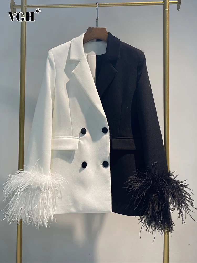 VGH Colorblock Fashion Blazer For Women Notched Collar Long Sleeve Patchwork Feather High Street Blazers Female 2022 Spring New
VGH Colorblock Fashion Blazer For Women Notched Collar Long Sleeve Patchwork Feather High Street Blazers Female 2022 Spring New