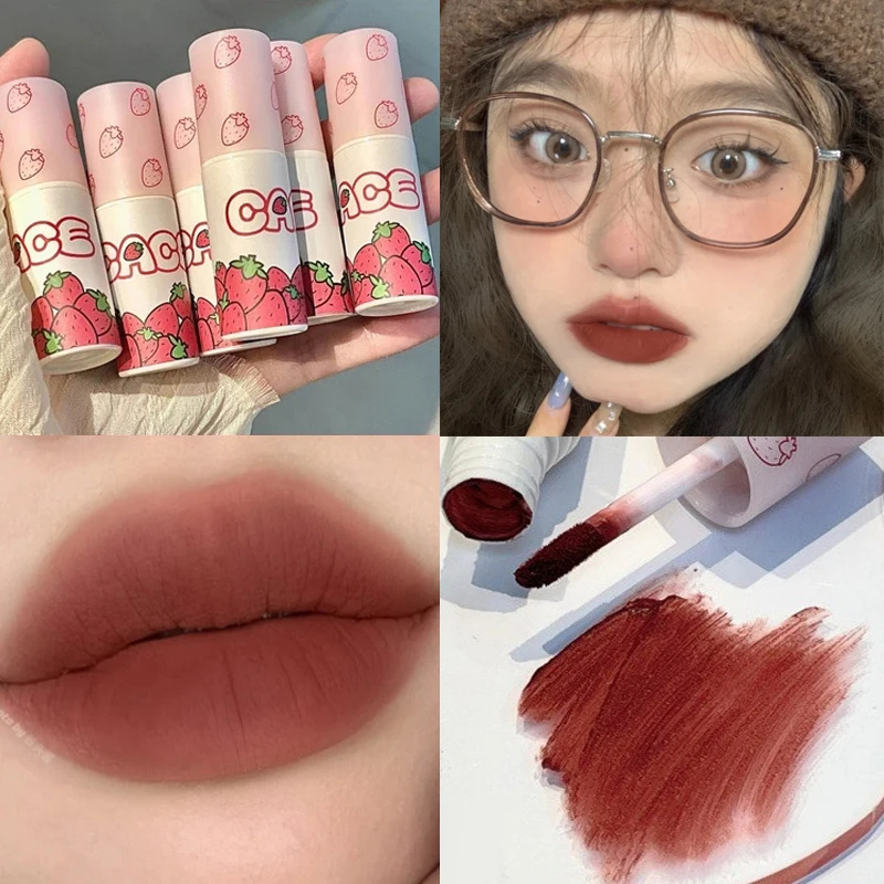 Strawberry Matte Lip Gloss 6 Colors Makeup Moisturizing Nude Liquid Lipstick Waterproof Long Lasting Lip Mud Pigment Cosmetic
Strawberry Matte Lip Gloss 6 Colors Makeup Moisturizing Nude Liquid Lipstick Waterproof Long Lasting Lip Mud Pigment Cosmetic
