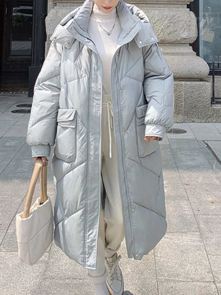 

Женское длинное пальто, осенне-зимняя пуховая хлопковая парка, женская модная стеганая куртка большого размера, женское повседневное свободное теплое толстое пальто
