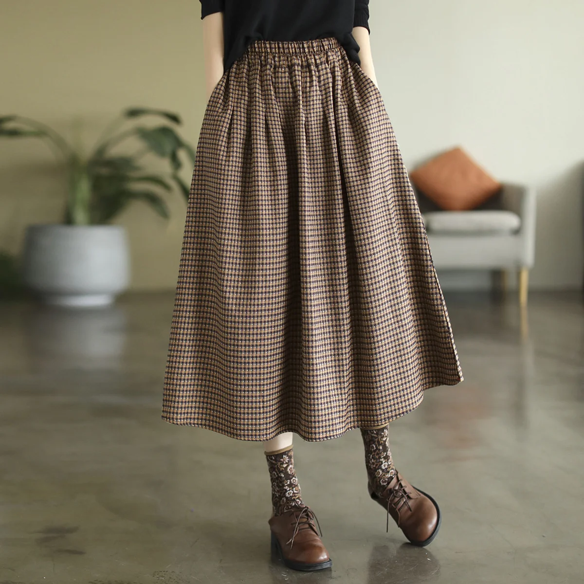 NINI WONDERLAND Autumn 2022 New Elastic Waist Loose Cotton Linen A-line Vintage Skirt Spring Womne Plaid Casual Skirt
NINI WONDERLAND Autumn 2022 New Elastic Waist Loose Cotton Linen A-line Vintage Skirt Spring Womne Plaid Casual Skirt