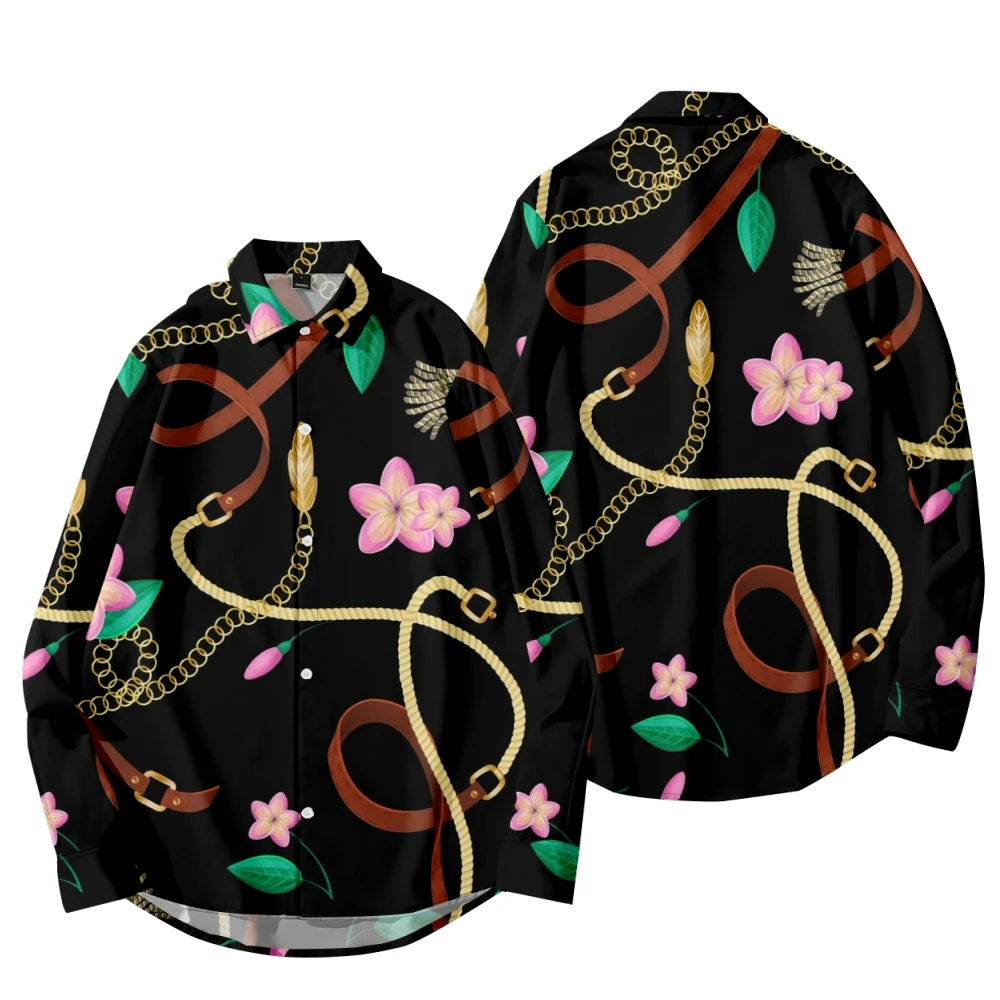 Chain, metal button print casual retro Y2K long-sleeved shirts for men and women Spring fall
Chain, metal button print casual retro Y2K long-sleeved shirts for men and women Spring fall