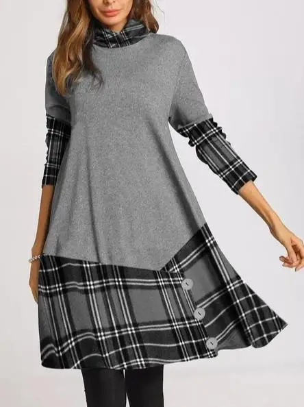 Irregular button plaid patchwork Dresses for Woman 2023 Spring/Autumn Long Sleeved Pile up Collar Literary Retro Pullover Dress
Irregular button plaid patchwork Dresses for Woman 2023 Spring/Autumn Long Sleeved Pile up Collar Literary Retro Pullover Dress