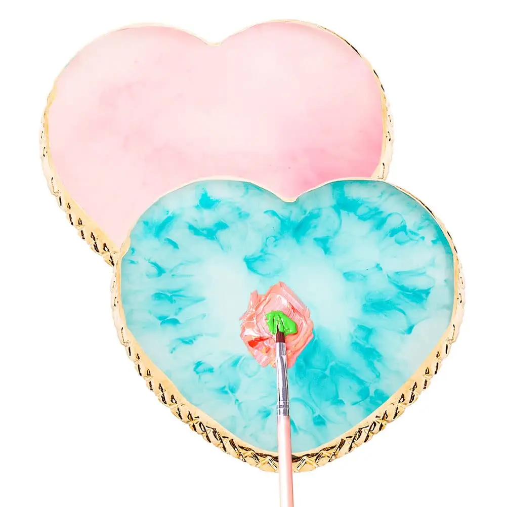 Resin Nail Art Palette Nail Mixing Palette Polish Color Mixing Plate Golden Edge Heart Shape Cosmetic Mixing Tools
Resin Nail Art Palette Nail Mixing Palette Polish Color Mixing Plate Golden Edge Heart Shape Cosmetic Mixing Tools