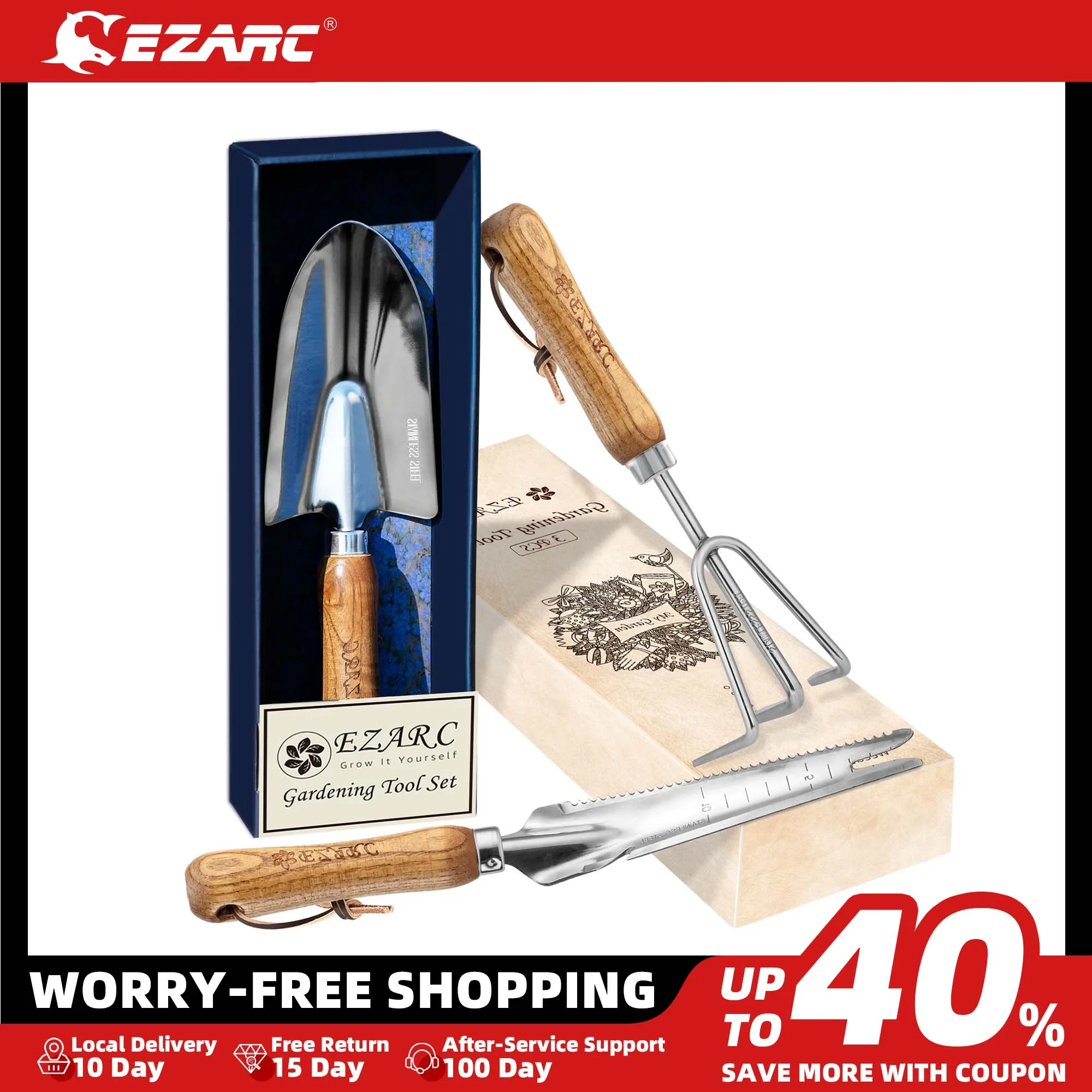 EZARC 3Pieces Garden Tools Set Heavy Duty with Stainless Steel Trowel Multi Use bonsai tools Weeder Hand Rake Gardening Gift
EZARC 3Pieces Garden Tools Set Heavy Duty with Stainless Steel Trowel Multi Use bonsai tools Weeder Hand Rake Gardening Gift