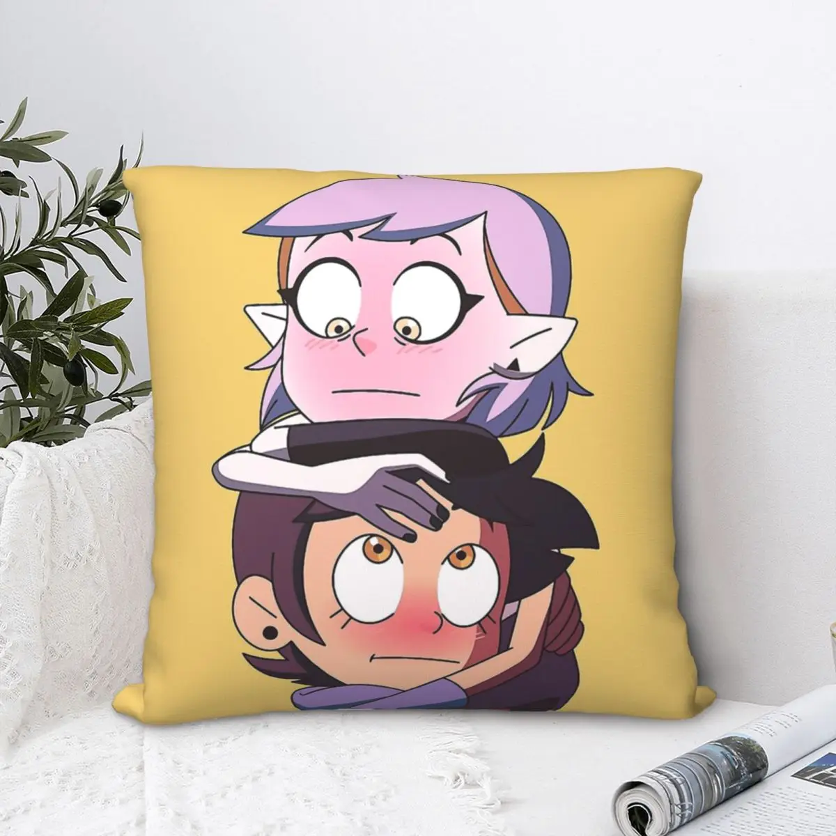 

Friends Hug Pillowcase The Owl House Anime Backpack Cushion Home DIY Printed Chair Coussin Covers Decorative