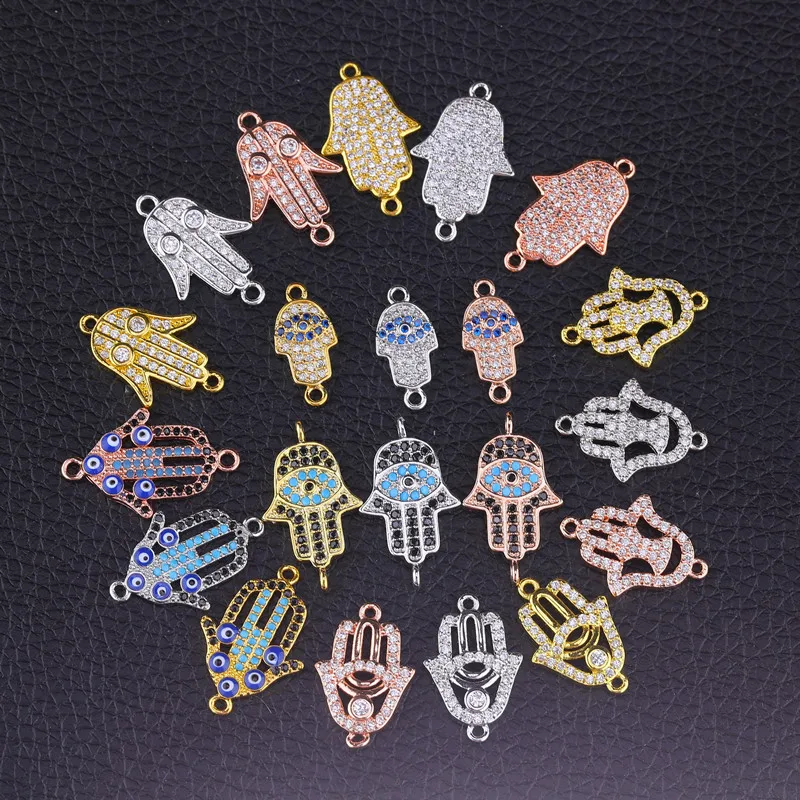 JUYA Fatima's Hand Hamsa Connector for Necklace Bracelet Zirconia Evil Eye Charms for Jewelry Making CZ Accessories Diy 18k Gold
JUYA Fatima's Hand Hamsa Connector for Necklace Bracelet Zirconia Evil Eye Charms for Jewelry Making CZ Accessories Diy 18k Gold