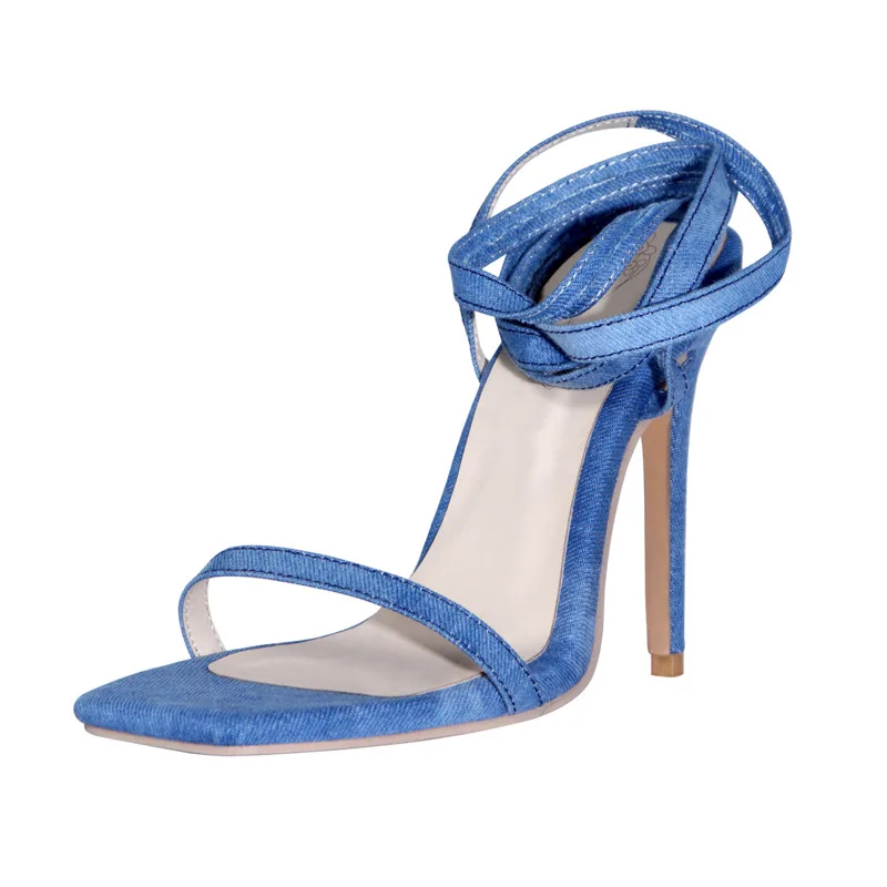Women Sandal High Heels Cross Ankle Strap Blue Denim Sandal 2023 Summer Sexy Lady Dress Shoes
Women Sandal High Heels Cross Ankle Strap Blue Denim Sandal 2023 Summer Sexy Lady Dress Shoes