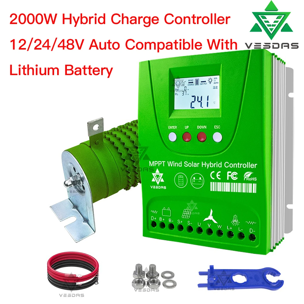 2000W MPPT Hybrid Solar Wind Power Charge Controller Booster 12V 24V 48V Regulator For PV Turbine Wind Generator
2000W MPPT Hybrid Solar Wind Power Charge Controller Booster 12V 24V 48V Regulator For PV Turbine Wind Generator