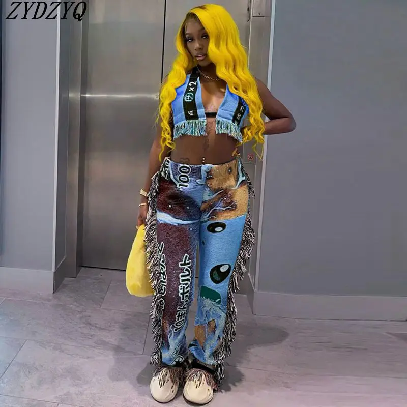 ZYDZYQ Summer Women Clothing 2-Pieces Set Letter-print Tassel Crop Top+Pants Sets Vacation Outfits Lounge Streetwear Wholesale
ZYDZYQ Summer Women Clothing 2-Pieces Set Letter-print Tassel Crop Top+Pants Sets Vacation Outfits Lounge Streetwear Wholesale
