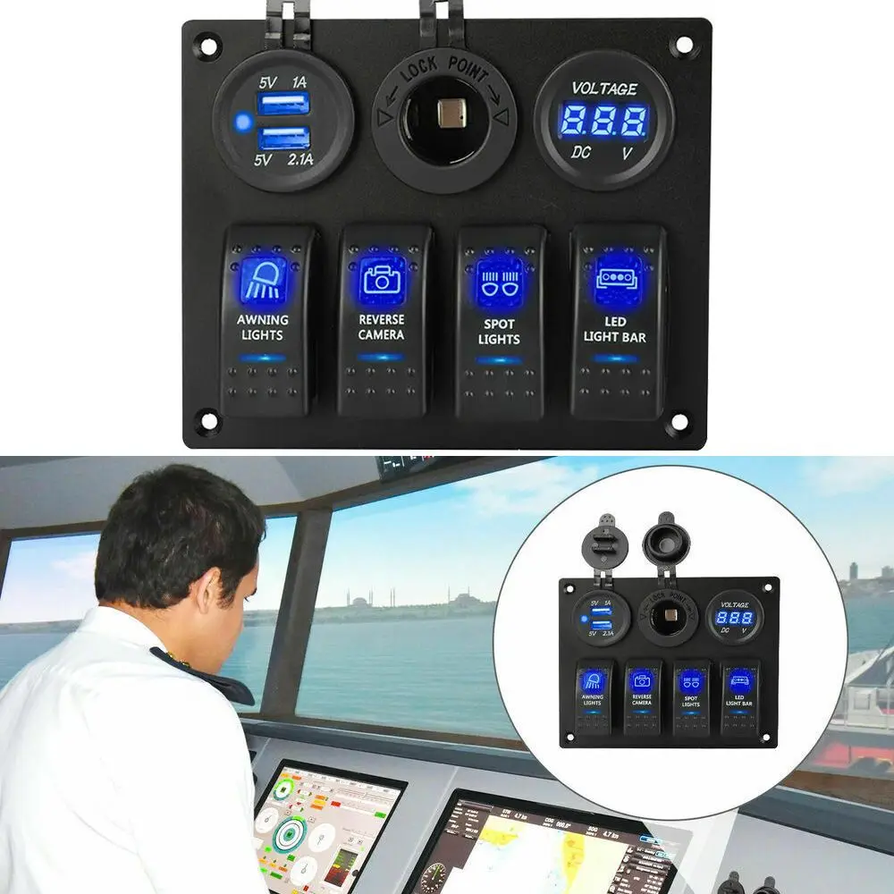 Переключатель автоматический, водонепроницаемый, с двумя разъемами USB 12 В, 24 В, 4 пары, светодиодный Ной подсветкой
Переключатель автоматический, водонепроницаемый, с двумя разъемами USB 12 В, 24 В, 4 пары, светодиодный Ной подсветкой