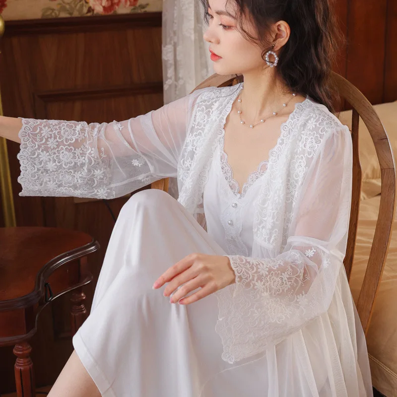 2 Piece Vintage Nightgowns Sleepwear Sets Bathrobe Women Cotton Lolita Loungewear Sexy Bridesmaid Robes Nightwear Dressing Gown
2 Piece Vintage Nightgowns Sleepwear Sets Bathrobe Women Cotton Lolita Loungewear Sexy Bridesmaid Robes Nightwear Dressing Gown