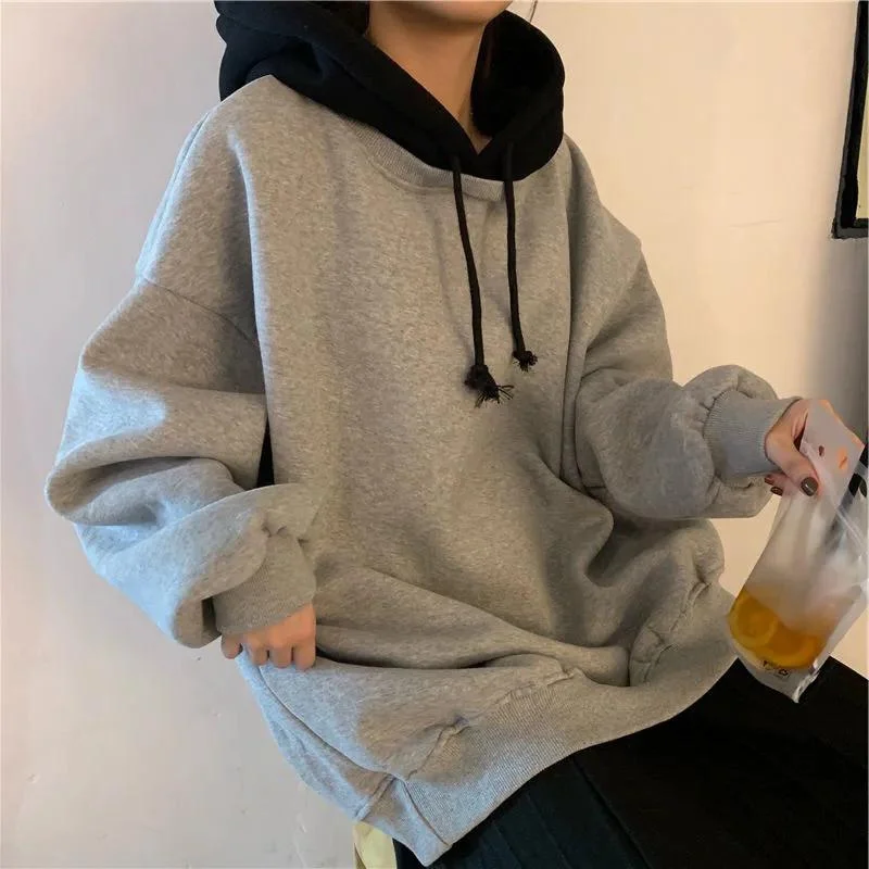 Women Loose Casual Lazy Korean Style Fashion Trendy All-match Sweatshirts Patchwork Hoodies with Pockets Female Pullover Ulzzang
Women Loose Casual Lazy Korean Style Fashion Trendy All-match Sweatshirts Patchwork Hoodies with Pockets Female Pullover Ulzzang