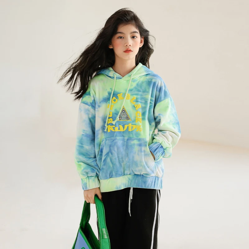 Girls Tie-dye Sweatshirts Hooded Fleece Graphic Letters Thick Tops Pullover for 4-14 Years Korean Children Winter Clothes 2022
Girls Tie-dye Sweatshirts Hooded Fleece Graphic Letters Thick Tops Pullover for 4-14 Years Korean Children Winter Clothes 2022