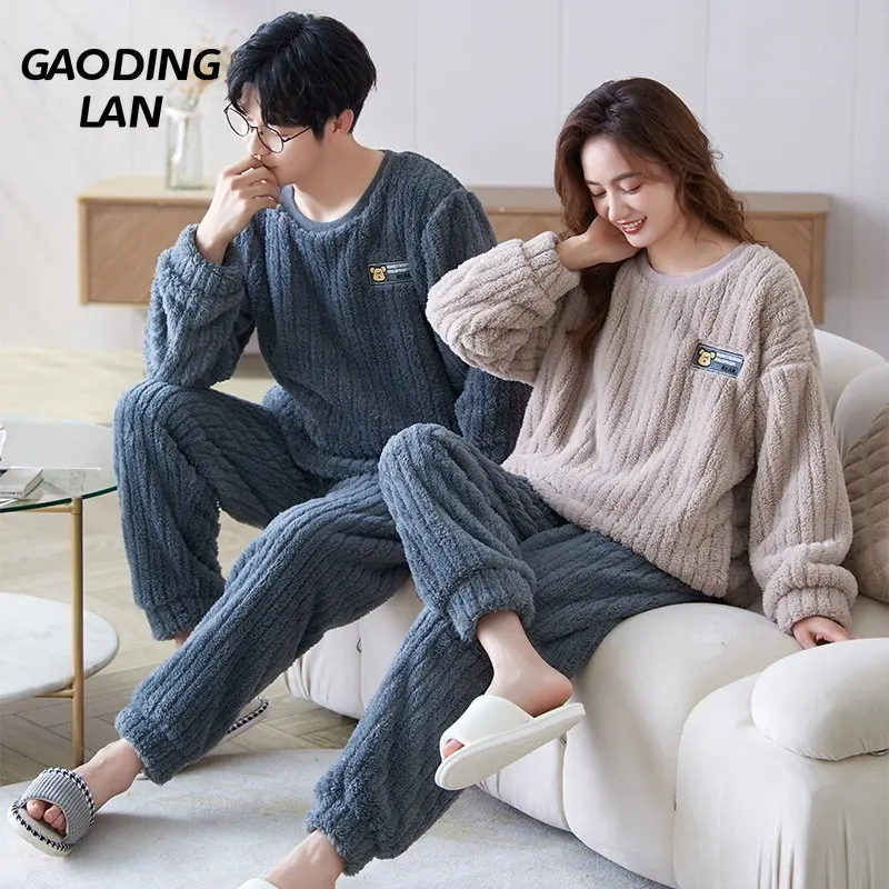 Long Sleeve Thick Warm Coral Velvet Men Pyjamas Set Cartoon Embroidery Couple Pajamas Large Size Winter Flannel Sleepwear 7909
Long Sleeve Thick Warm Coral Velvet Men Pyjamas Set Cartoon Embroidery Couple Pajamas Large Size Winter Flannel Sleepwear 7909