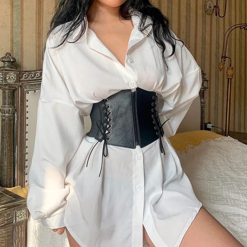 Fashion Punk Corset Wide Belts Women Slimming Body Elastic Bustier Waistband PU Leather Hip Hop Gothic Dress Girdle Belt Straps
Fashion Punk Corset Wide Belts Women Slimming Body Elastic Bustier Waistband PU Leather Hip Hop Gothic Dress Girdle Belt Straps