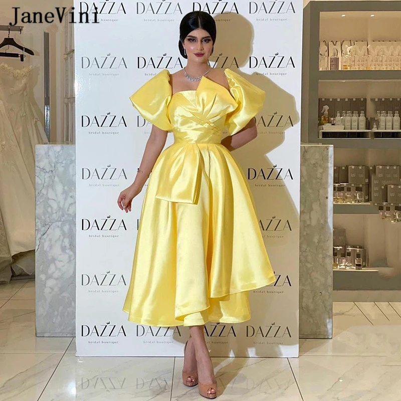 

Сексуальное желтое атласное длинное платье-Русалка jaevini для выпускного вечера, без бретелек, с блестками и бусинами, с высоким Боковым Разрезом, вечерние платья