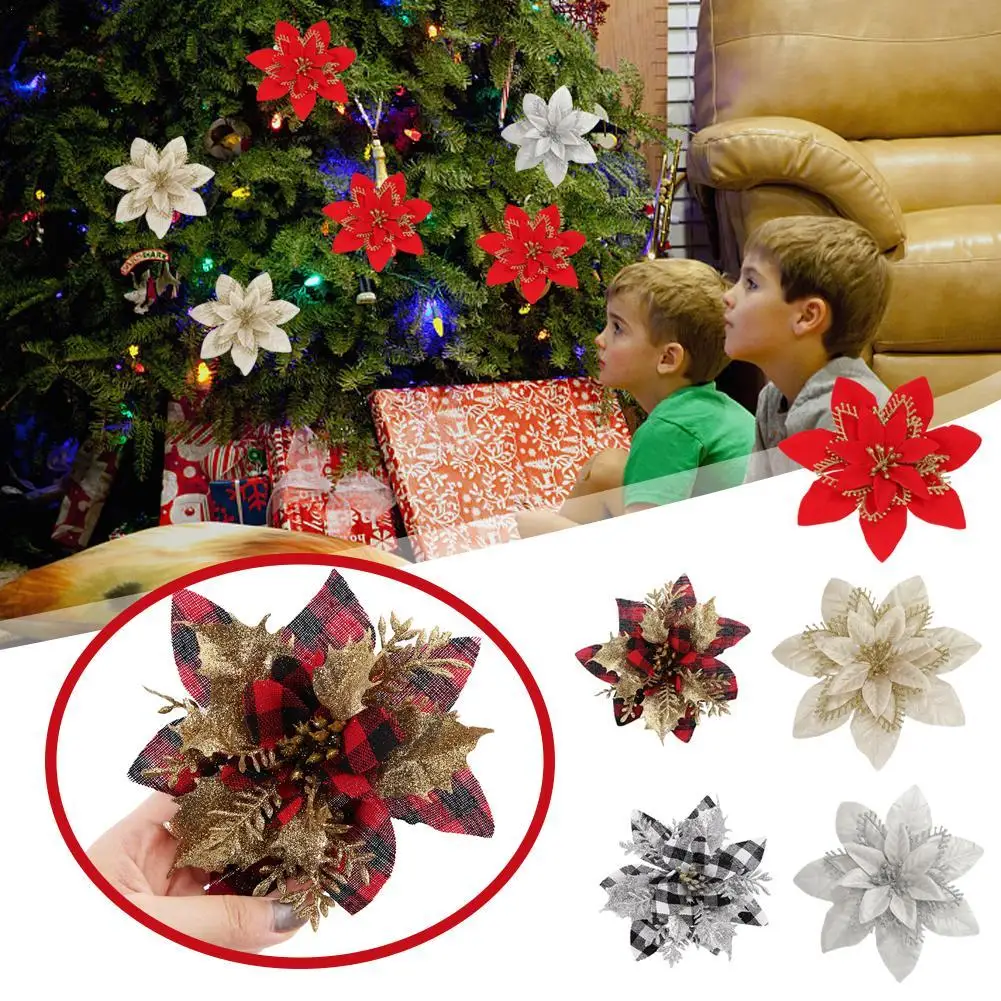 Christmas Poinsettia Artificial Flowers Decorations 5.5"/7.87" Christmas Tree Wreaths Garland Decoration 5Pcs Glitter Flowers
Christmas Poinsettia Artificial Flowers Decorations 5.5"/7.87" Christmas Tree Wreaths Garland Decoration 5Pcs Glitter Flowers