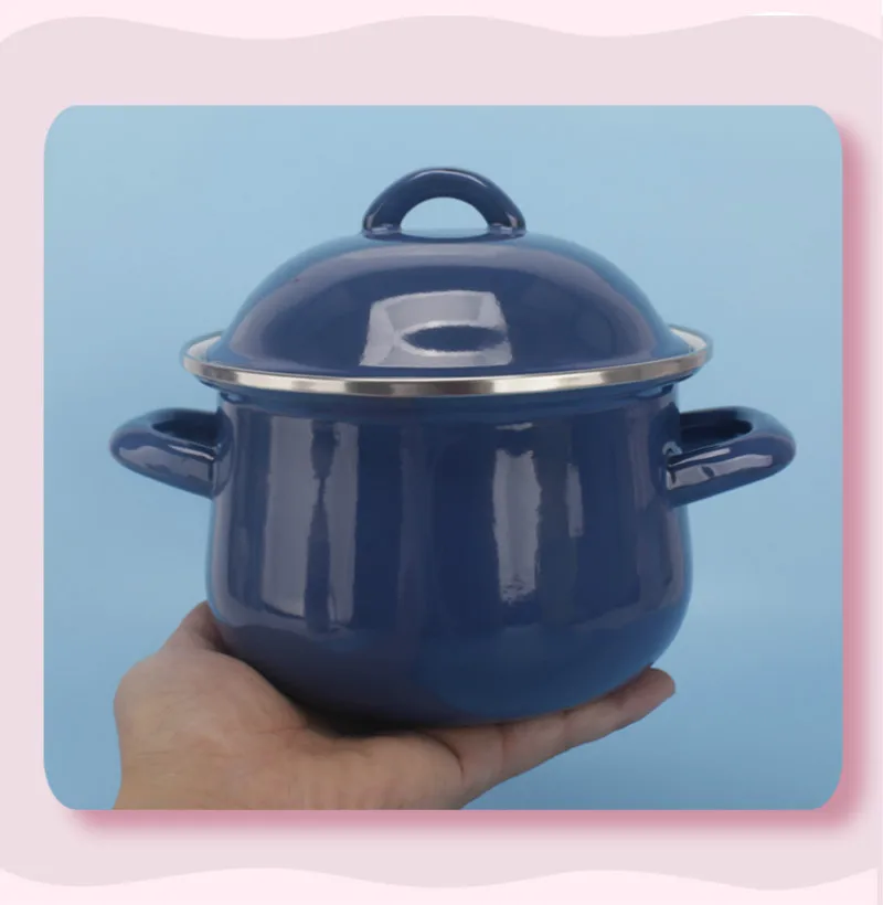 Enamel pot, enamel soup pot, thickened enamel double ear pot, mini pot. 16cm 1.5L. 
Enamel pot, enamel soup pot, thickened enamel double ear pot, mini pot. 16cm 1.5L.