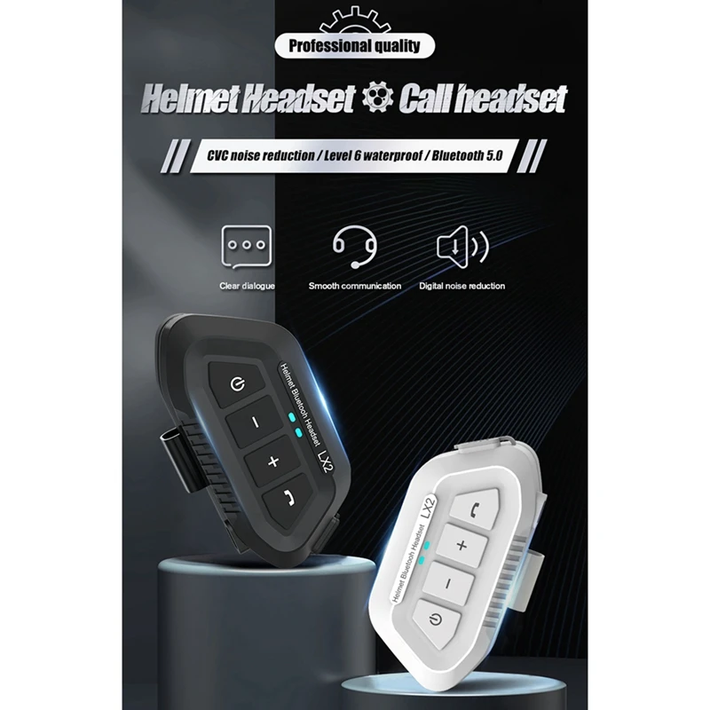 LX2 Motorcycle Helmet Bluetooth Headset BT5.0 Half Full Helmet Handsfree Call IP67 Waterproof Cycling Headset ABS ,White
LX2 Motorcycle Helmet Bluetooth Headset BT5.0 Half Full Helmet Handsfree Call IP67 Waterproof Cycling Headset ABS ,White