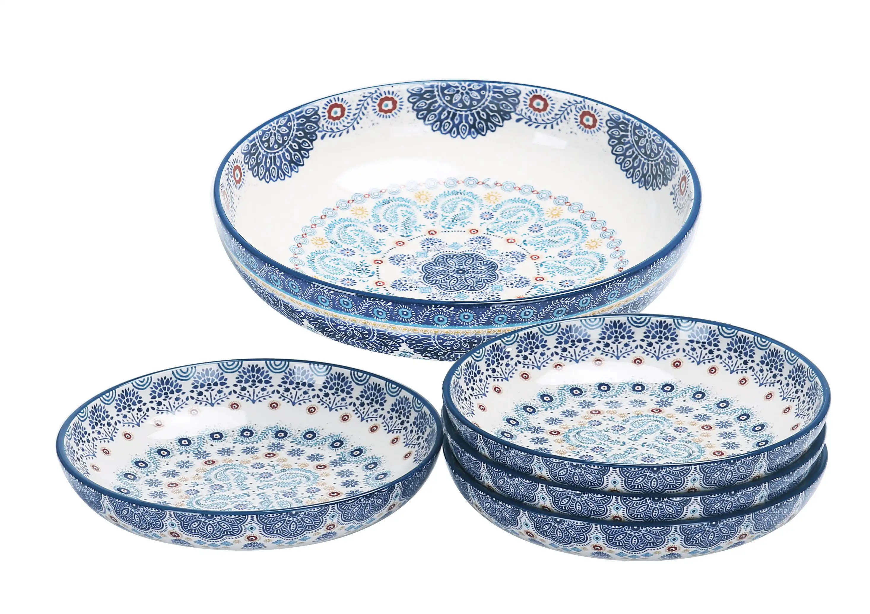 Bico Blue Talavera Ceramic Pasta Bowl, Set of 5(1 unit 214oz, 4 units 35oz), for Pasta, Salad, Microwave & Dishwasher Safe, Hous
Bico Blue Talavera Ceramic Pasta Bowl, Set of 5(1 unit 214oz, 4 units 35oz), for Pasta, Salad, Microwave & Dishwasher Safe, Hous
