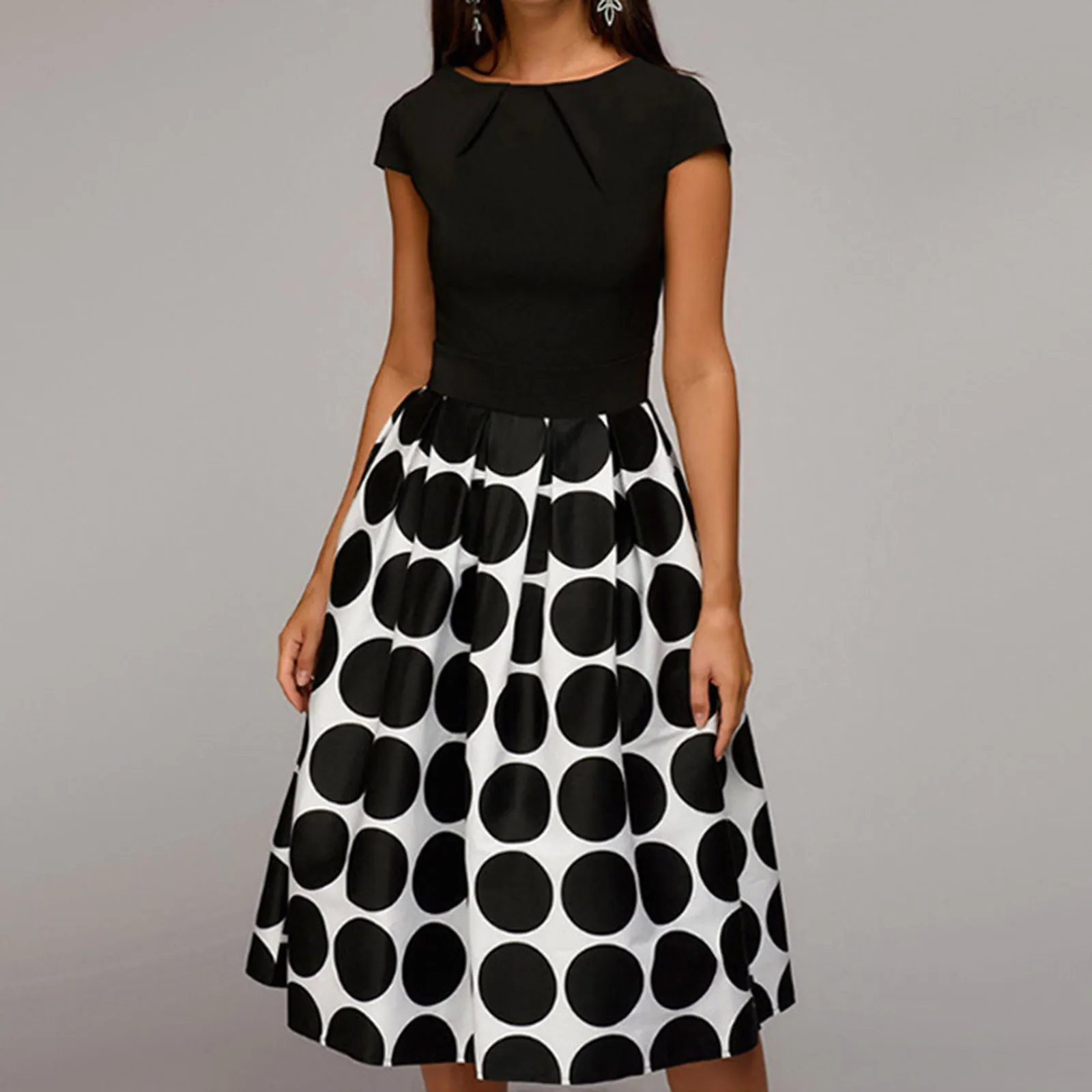 Women Elegant Splice A-Line Point Dress Pocket Wave Casual Knee-Length Sashes Women's Dress Season Dress
Women Elegant Splice A-Line Point Dress Pocket Wave Casual Knee-Length Sashes Women's Dress Season Dress