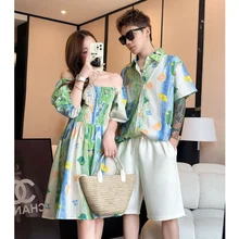 2023 Summer Family Beach Couple Clothes Mother and Daughter Vacation Dress Resorts Look Father Son Shirt Parent-child Clothing