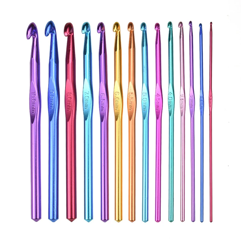 

Крючок для вязания, Алюминиевые крючки для вязания, разные цвета, 2-10 мм, спицы для вязания «сделай сам», инструменты для вязания, аксессуары для шитья, 15 см