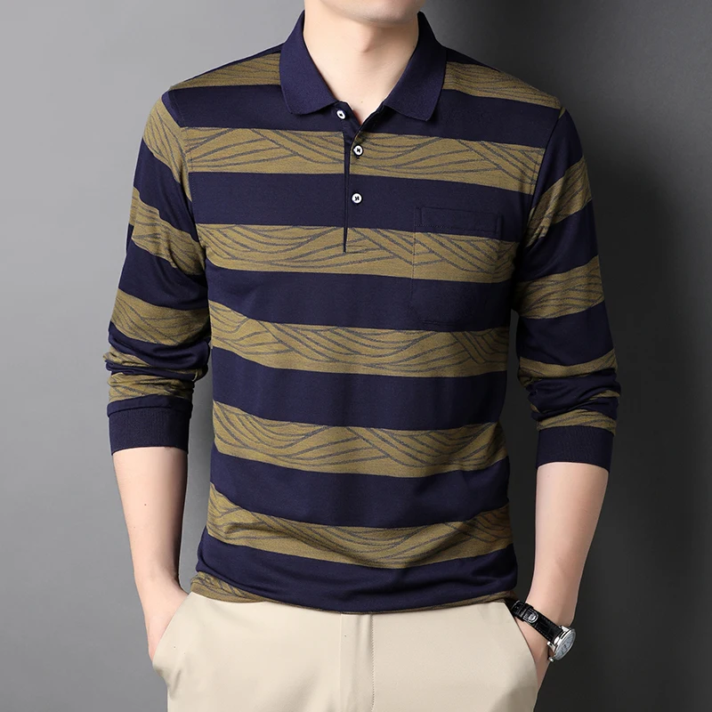 Autumn Winter Classic Stripes POLO Shirts for Men's Lapel Knitted Sweater Knitted Pullover Social Casual Business Male Clothing
Autumn Winter Classic Stripes POLO Shirts for Men's Lapel Knitted Sweater Knitted Pullover Social Casual Business Male Clothing