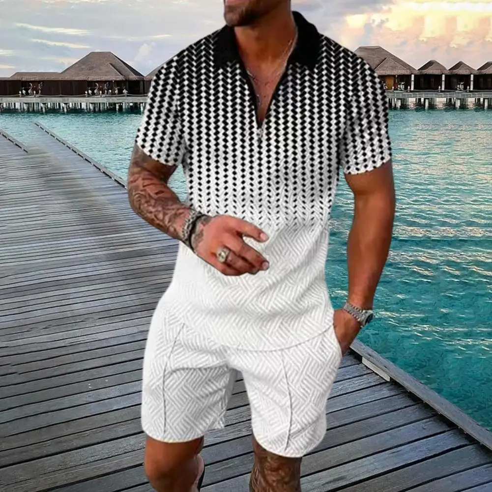 Summer Tracksuit Mid-rise Sports Suit Stretchy Moisture Wicking Trendy Summer Gradient Color Men Tracksuit
Summer Tracksuit Mid-rise Sports Suit Stretchy Moisture Wicking Trendy Summer Gradient Color Men Tracksuit