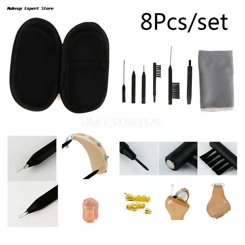 8pcs Hearing Aid Cleaning Kit Brush Vent Cleaner Wire Magne Wax Loop Tools Set
8pcs Hearing Aid Cleaning Kit Brush Vent Cleaner Wire Magne Wax Loop Tools Set
