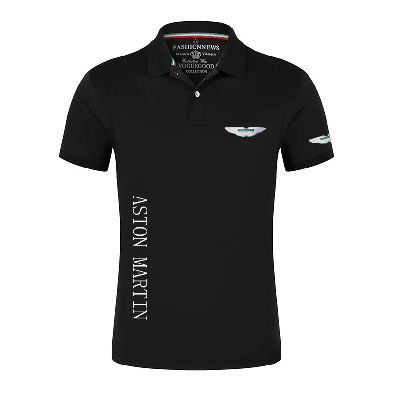 

Мужская хлопковая рубашка-поло Aston Martin, модная брендовая деловая Однотонная рубашка-поло с короткими рукавами для гольфа и тенниса, лето 2022