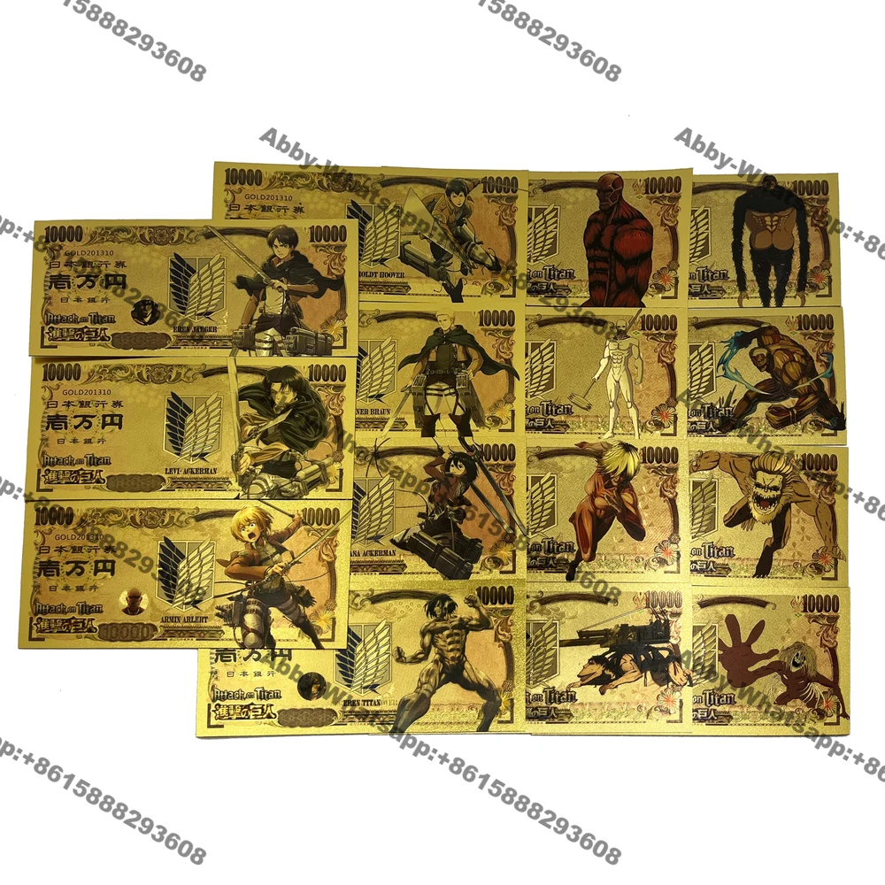 14typles Hot Anime Attack on Titan Gold Foil Card Classical manga 24K golden banknote for home decoration nic gift
14typles Hot Anime Attack on Titan Gold Foil Card Classical manga 24K golden banknote for home decoration nic gift