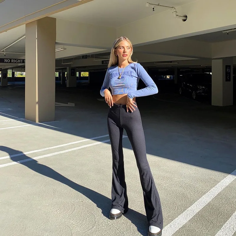 European and American Autumn 2021 New Style Solid Color High Waist Slim Fit Flared Trousers Women's Street Wear Bottoming Pants
European and American Autumn 2021 New Style Solid Color High Waist Slim Fit Flared Trousers Women's Street Wear Bottoming Pants
