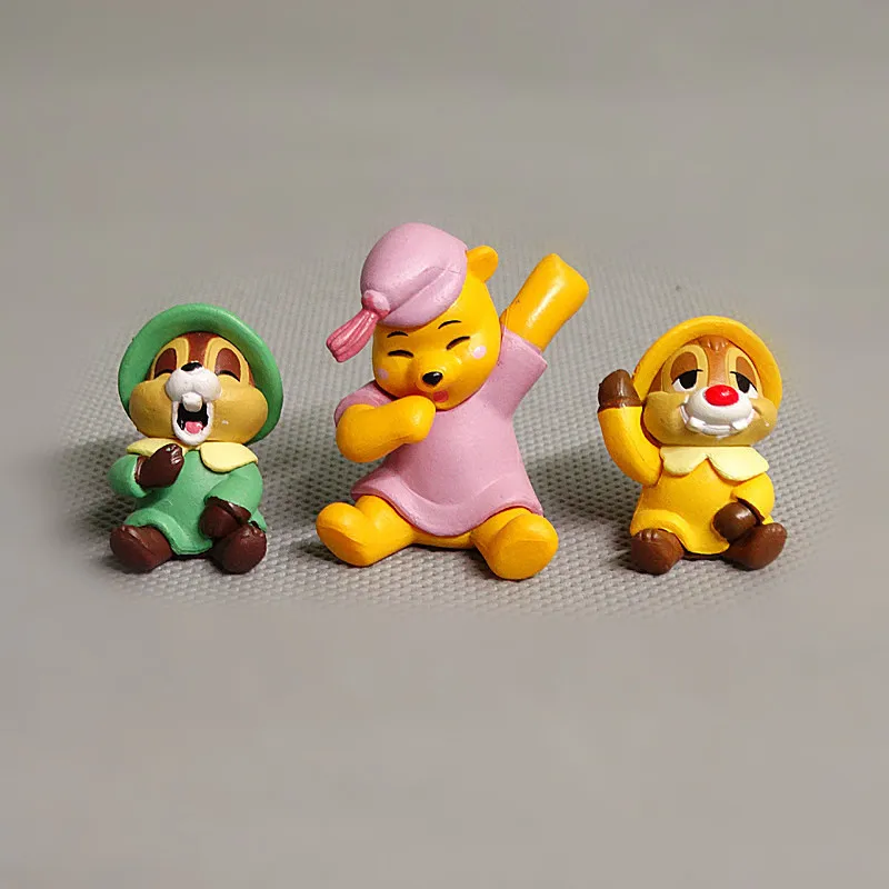 3 шт./компл. мини-куклы Disney Anime Chip 'n' Dale Винни Пух игрушка украшение для торта