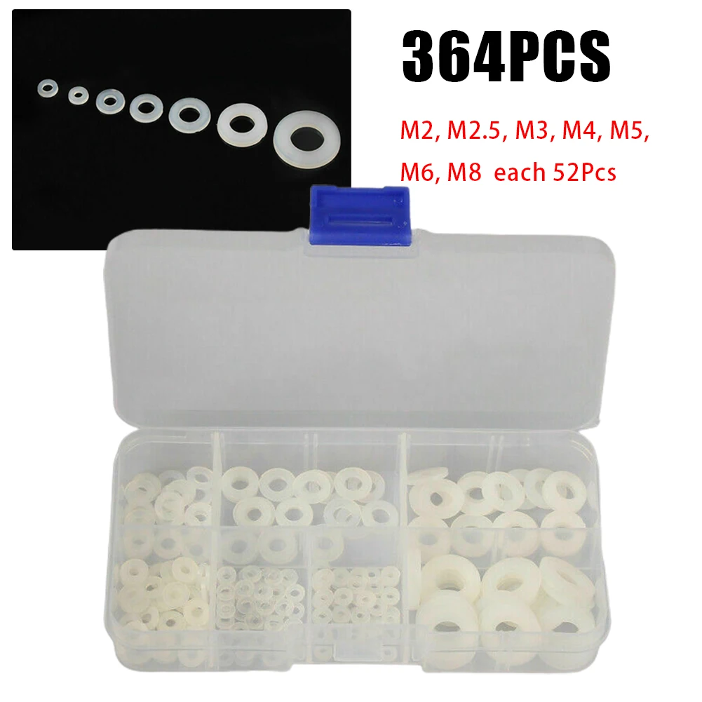 Flat Washers 364PCS Corrosion Flat Washers For Electrical Connections For Screws Gaskets Household Nylon Resistance
Flat Washers 364PCS Corrosion Flat Washers For Electrical Connections For Screws Gaskets Household Nylon Resistance