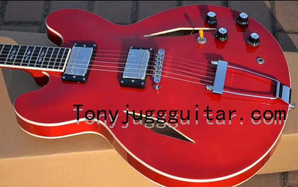 Custom Davegrohl DG 335 Red Crimson Hollow Body Memphis Trini Electric Guitar Double F Holes, Split Diamond Inlay, Grover Tuners
Custom Davegrohl DG 335 Red Crimson Hollow Body Memphis Trini Electric Guitar Double F Holes, Split Diamond Inlay, Grover Tuners