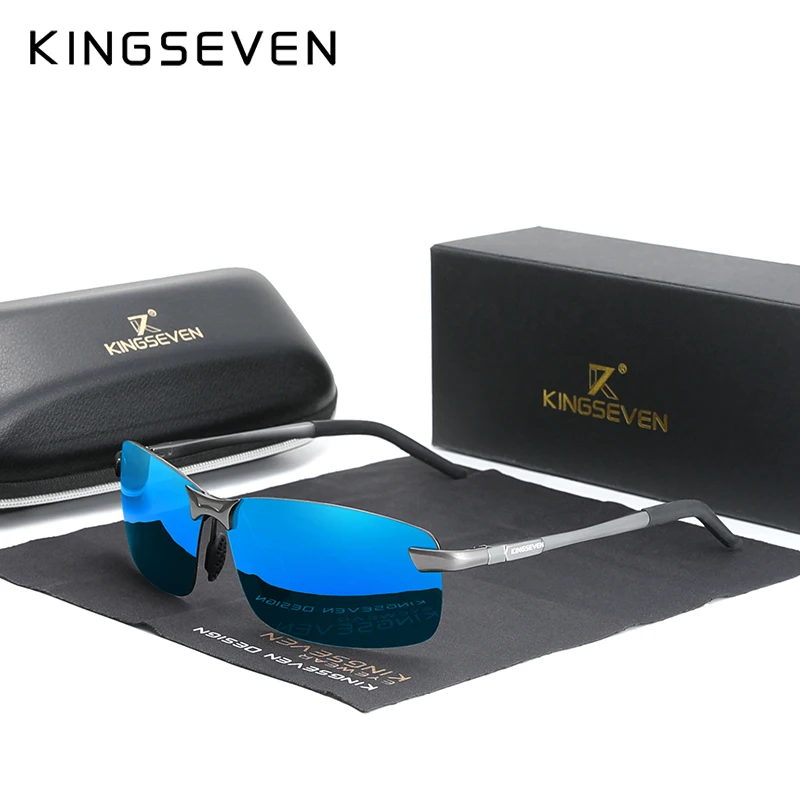

KINGSEVEN NEW Upgrade Fashion Men's Aluminum Sunglasses Polarized Rimless Simple Design Driving Sun Glasses Brand Men UV400